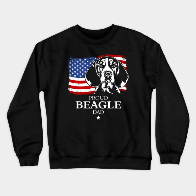 Beagle Dad American Flag patriotic dog Crewneck Sweatshirt by wilsigns